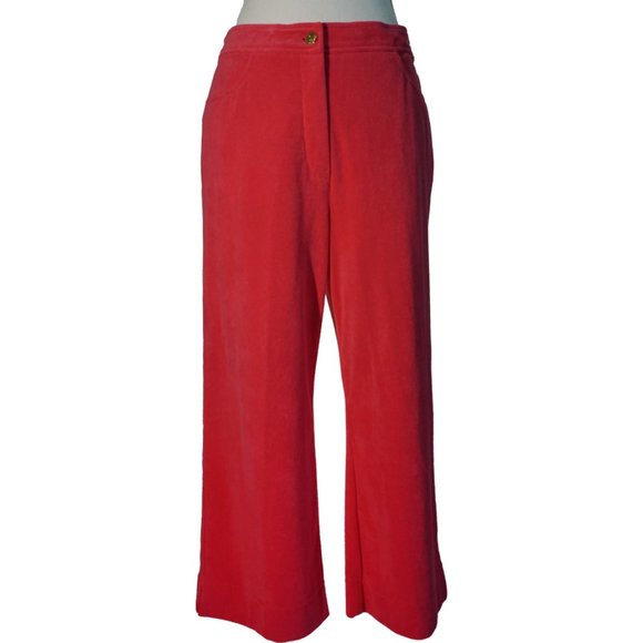 St. John Sport by Marie Gray Pink Velour Straight-Leg Pants - Picture 1 of 9